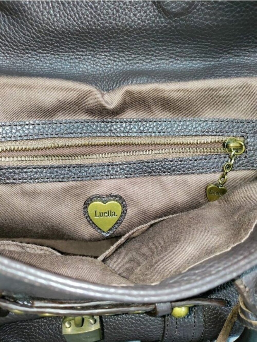 Luella Brown Pebbled Leather Satchel Tote Bag - Picture 5 of 14